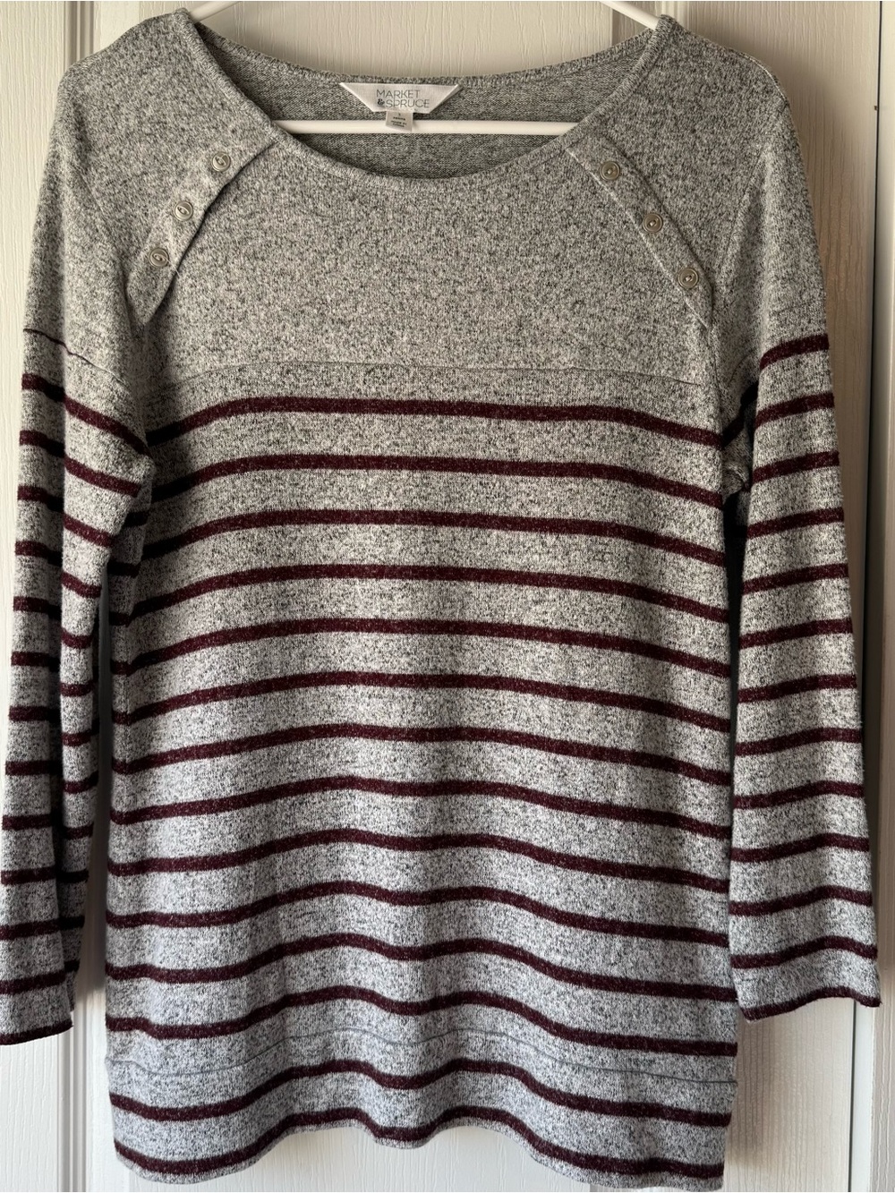 Market & Spruce Heather Gray Knit Sweater Top